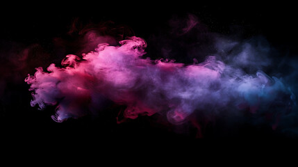 Poster - Dense multicolored smoke of   red, purple and pink colors on a black isolated background. Background of smoke vape
