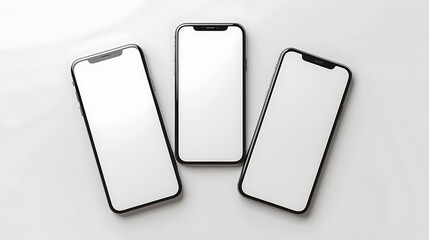 Poster - Mockup / template. Smartphone with blank screens for your design isolated on white background.