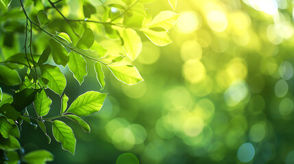 Poster - Green bokeh background from nature forest out of focus