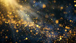 © CreativeCreations - Background with falling golden glitter particles. Falling gold confetti with magic light. Beautiful light background