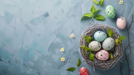 Aufkleber - Happy easter decoration background, colorful eggs