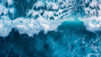 Poster - Aerial view to ocean waves. Blue water background