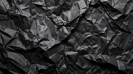 Aufkleber - Crumpled black cardboard with wrinkles and wrinkled folds. Old wrapping dusty paper