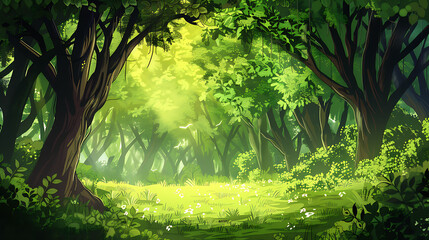 Aufkleber - Beautiful green summer forest. Spring background, backdrop
