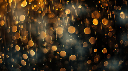 Wall Mural - Abstract gold bokeh with black