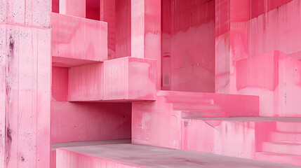 Poster - Abstract pink painted concrete structure