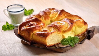 Poster - yummy and sweet yeast cake served as summer dessert