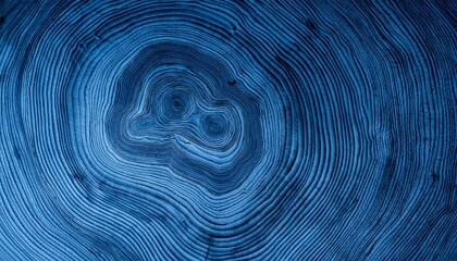 Wall Mural - detailed blue cut wood tree background with circle growth rings pattern