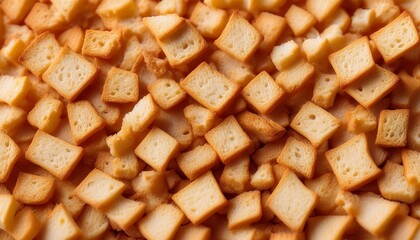 yellow crackers close up texture of breadcrumbs many pieces of white dry bread