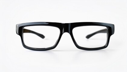 unisex eyeglass frame made of black plastic insulated on a white background