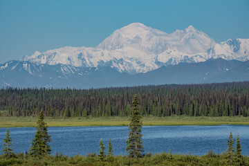 Wall Mural - George Parks Highway, Cantwell, Alaska. Denali / Mount McKinley,  is the highest mountain peak in North America
