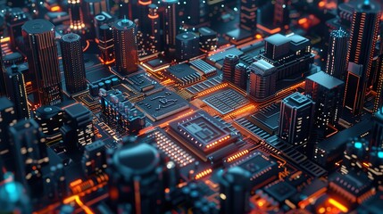 Poster - Magnificent Futuristic circuit board computer background image desktop computer background