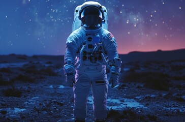 Wall Mural - Astronaut in space suit against night sky
