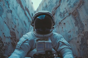 Wall Mural - Astronaut Exploring Cavern