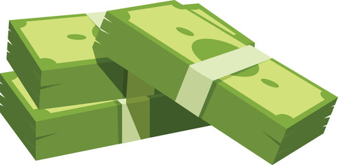 Poster - Three stacks of crisp dollar bills with bands, illustrating wealth, savings, or financial concepts