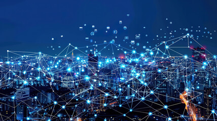 Aufkleber - Superb Concept of future technology 5G network wireless systems and internet of things