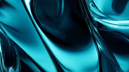 Poster - Fluid Motion of Deep Blue Abstract Waves Dancing Under Subtle Light in a Mystical Realm. Generative AI