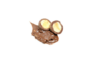 Sticker - PNG, Almonds in chocolate, isolated on white background