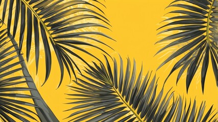 Wall Mural - yellow palm fronds abstract background copy space backdrop art