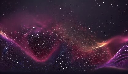 Poster - flowing shaped sound blurred glowing dark array wave abstract vector particles dynamic background li