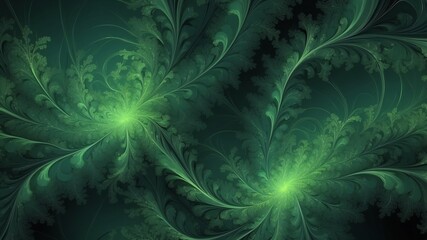 green fractal pattern abstract background copy space backdrop art