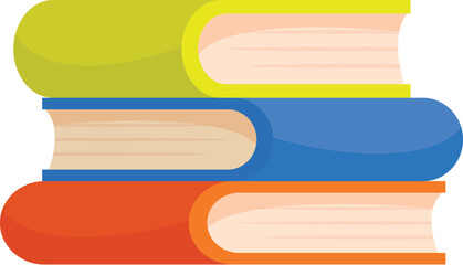 Poster - Stack of three colorful books forming a small tower, representing the concept of knowledge and education