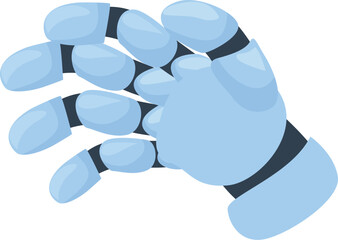 Poster - Cartoon blue robot hand opening and closing its fingers