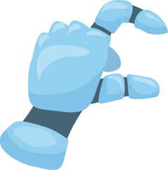 Poster - Cartoon style illustration of a blue robot hand making a picking gesture