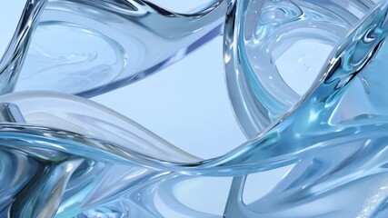 Poster - Elegant Curves of Blue Glass Art Captured in a Visually Stunning Display. Generative AI