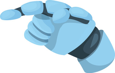 Poster - Blue robot hand pointing with index finger, futuristic technology concept