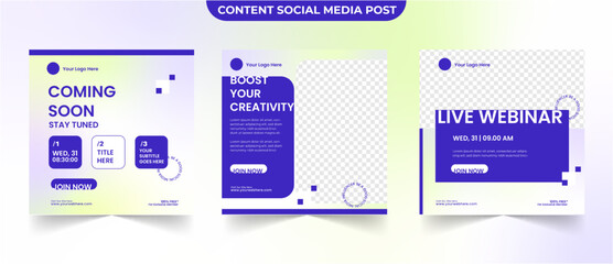 Wall Mural - set of gradient social media post for creative business content and ads marketing editable template