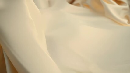 Poster - Gentle Waves of Cream Fabric Flowing in Sunlight at Golden Hour. Generative AI