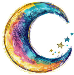 Wall Mural - Rainbow moon & stars