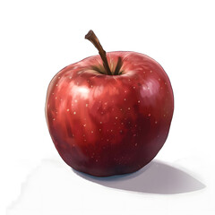 Highly detailed and realistic illustration of a soft red delicious apple, isolated on a white background.