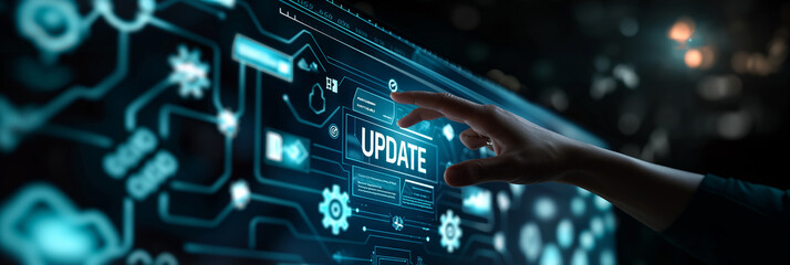 Poster - Businesswoman touching update button on a virtual screen