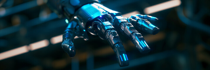 Aufkleber - Advanced bionic hand reaching out in futuristic factory setting
