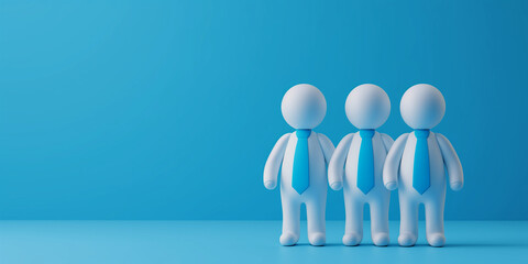 Poster - Three business people standing together on blue background