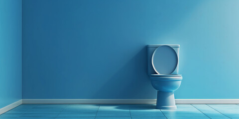 Aufkleber - Modern toilet in a minimalist blue bathroom interior