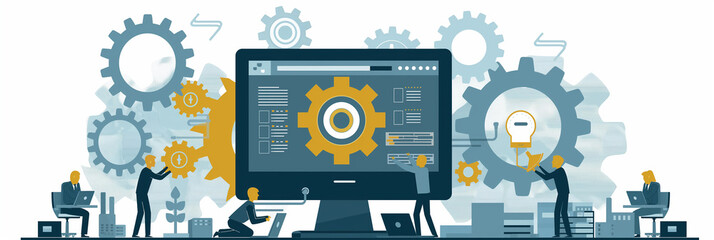 Poster - Software engineers working together building new software application