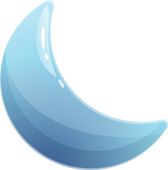 Poster - Cartoon style crescent moon shining with a glossy blue surface