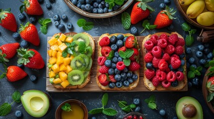 Wall Mural - Gourmet Dishes and Colourful Fresh Fruits