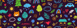 © Polina Tomtosova - Cute kid flower, child element seamless pattern. Hand drawn doodle sketch children cute vector school chalk background. Kids doodle crayon style line flower, cloud doodle pattern. Vector illustration