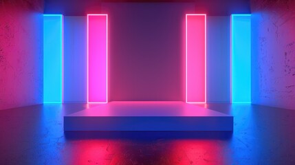 Wall Mural - Neon colors illuminate abstract empty space