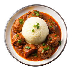 Wall Mural - African fufu top view isolated on transparent background