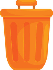 Poster - Orange plastic trash can with a handle is standing upright, ready for waste disposal