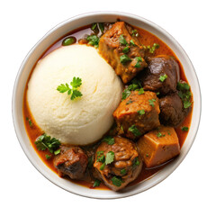 Wall Mural - African fufu top view isolated on transparent background