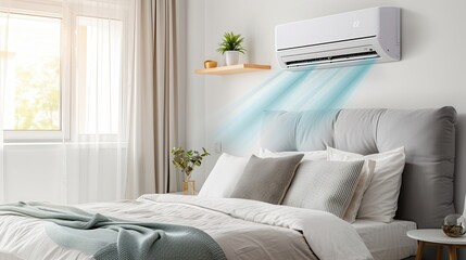 Canvas Print - Air Conditioner Cooling Bedroom.