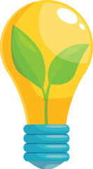 Poster - light bulb with leaves growing inside representing green energy and sustainability