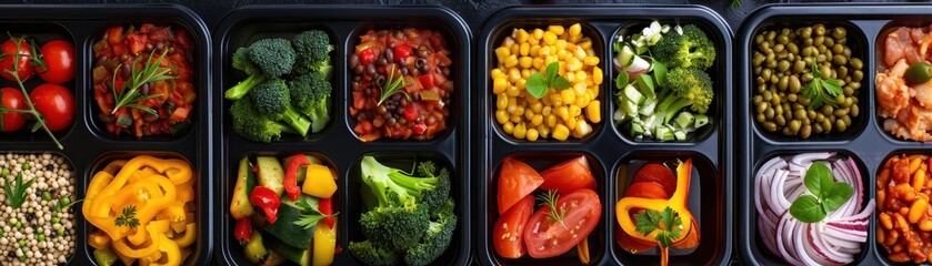 Wall Mural - Healthy Meal Prep Containers with Variety of Foods