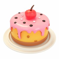 Wall Mural - cute cheesecake isolated on white background